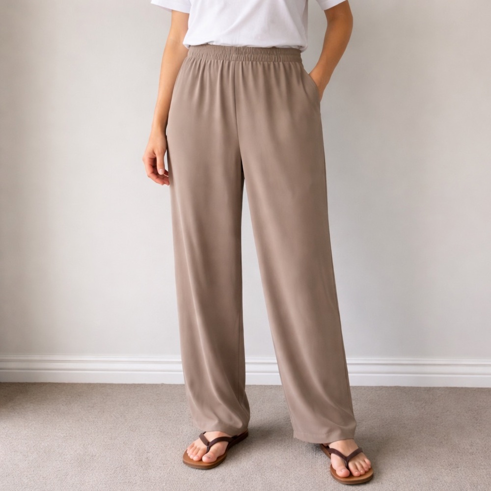 New! Abercrombie & Fitch Pants Wide Leg Pocketsโ Size XL Short Brown/Taupe